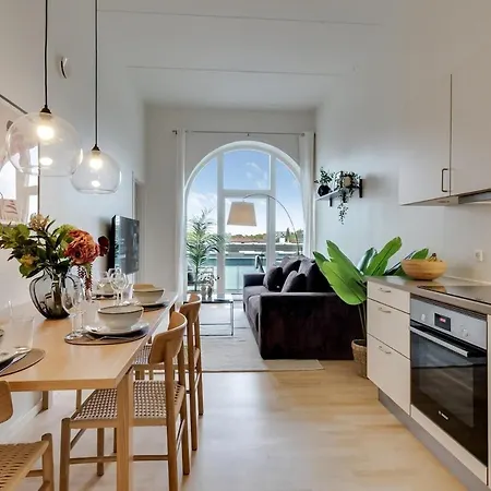 Højloftet Stilfuld Tæt På Centrum Med Altan Lejlighed
